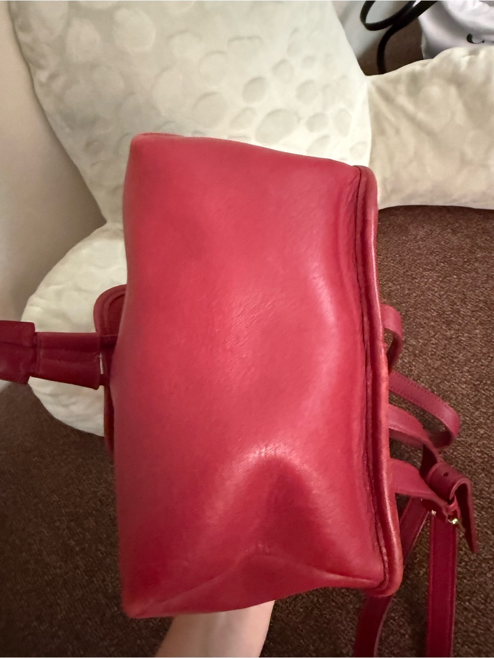 Coach Small Daypack in red leather circa late 1990s - Picture 3 of 5